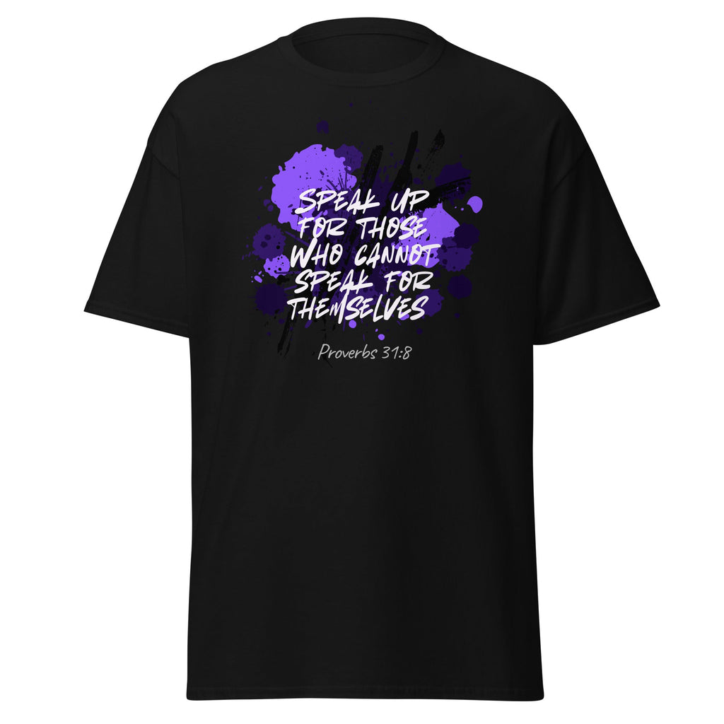 Speak Up Lavender On My Mind T-Shirt, Adult, Unisex, Short Sleeve, Black Front - Lavender On My Mind