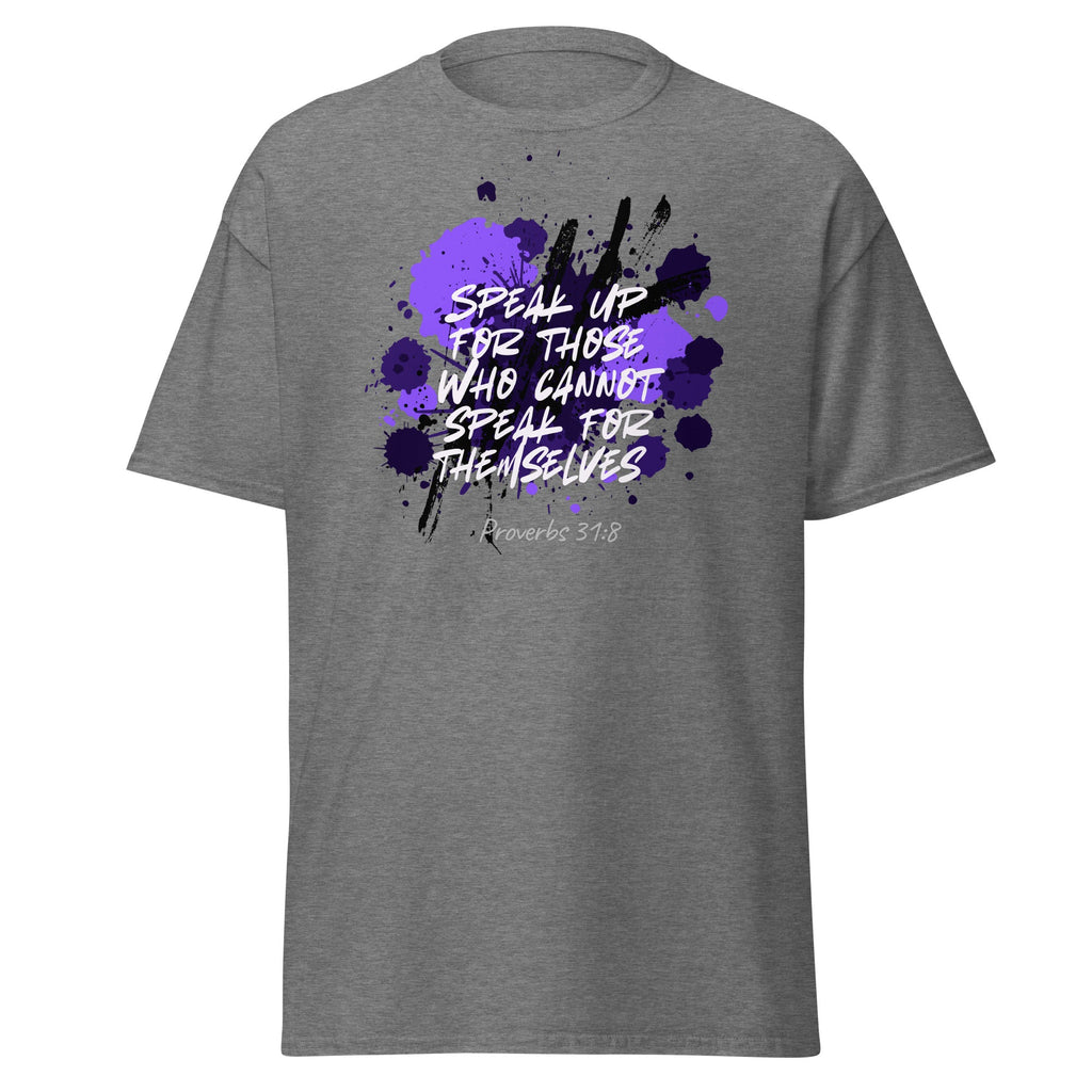 Speak Up Lavender On My Mind T-Shirt, Adult, Unisex, Short Sleeve, Speak Up Graphic Tee Gray Front- Lavender On My Mind