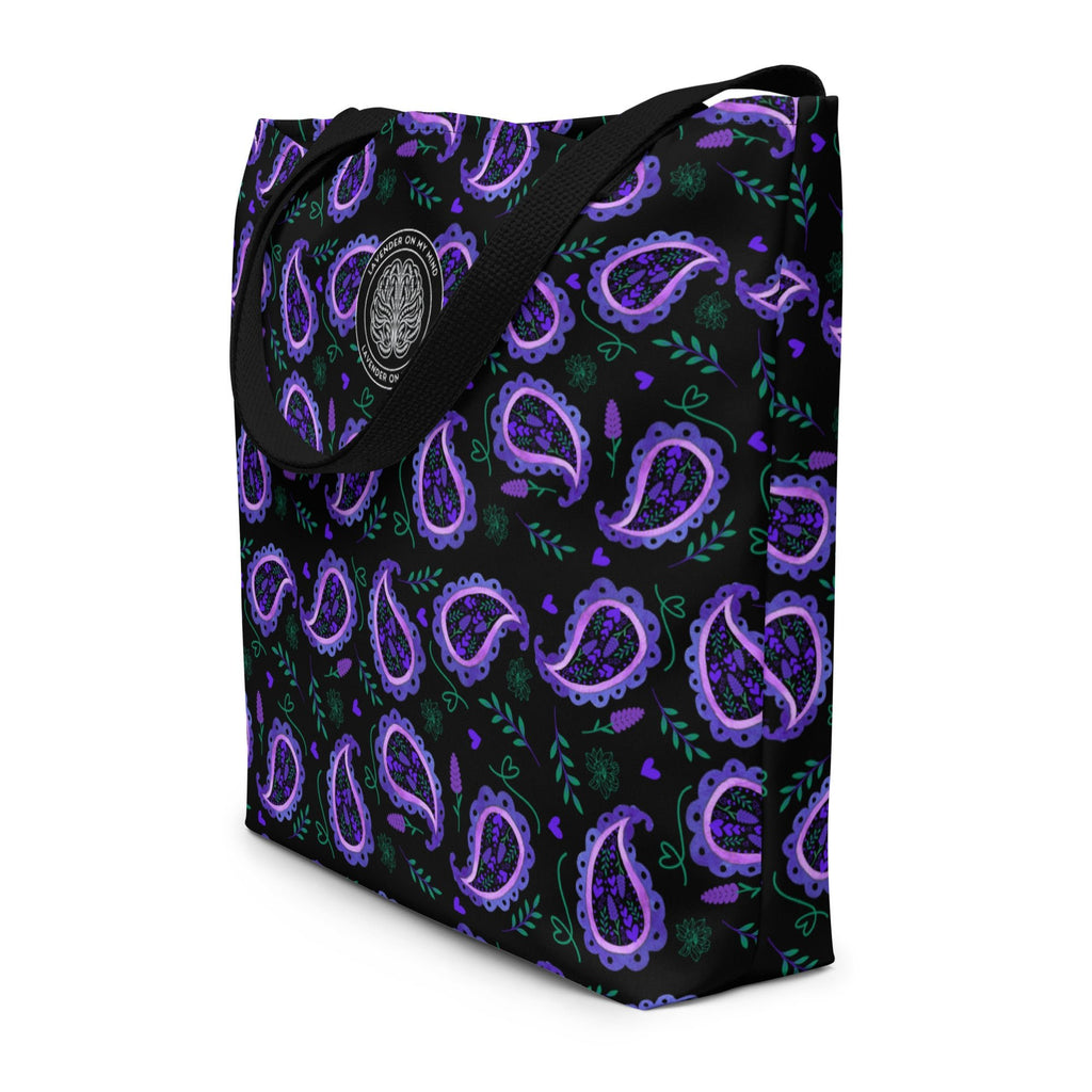 Black & Purple Paisley Large Lavender On My Mind Tote Bag - The Lavender StoreThe Lavender StoreTote BagThe Lavender Store