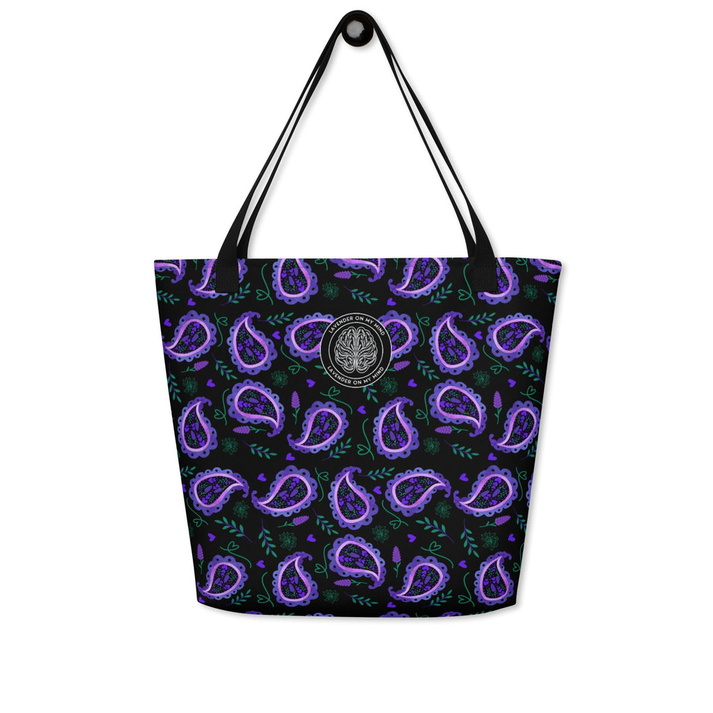 Black & Purple Paisley Large Lavender On My Mind Tote Bag - The Lavender StoreThe Lavender StoreTote BagThe Lavender Store