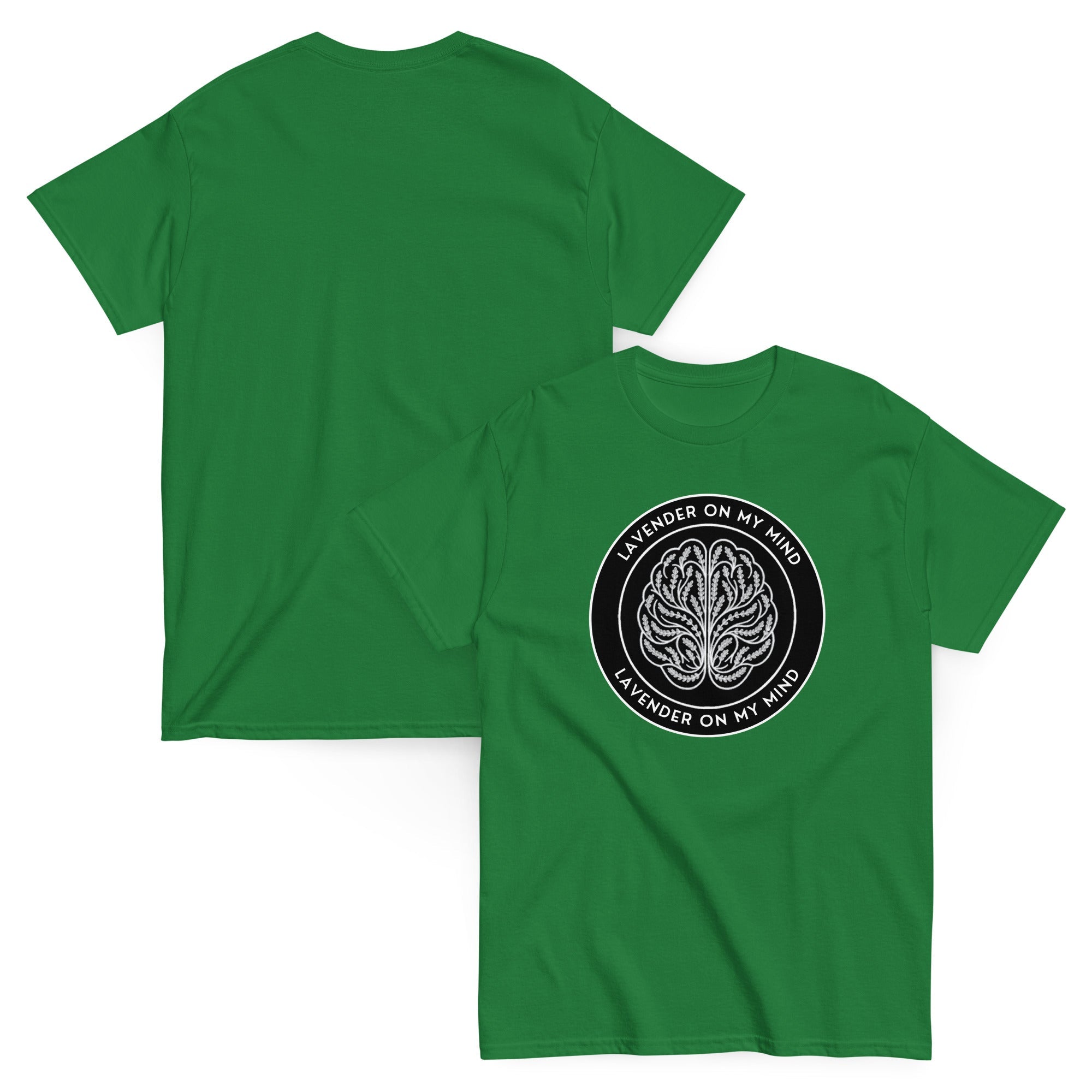 Black Logo Adult T-Shirt Green - Lavender On My Mind, Unisex, Short Sleeve,  black, navy, graphite heather, and turf green.