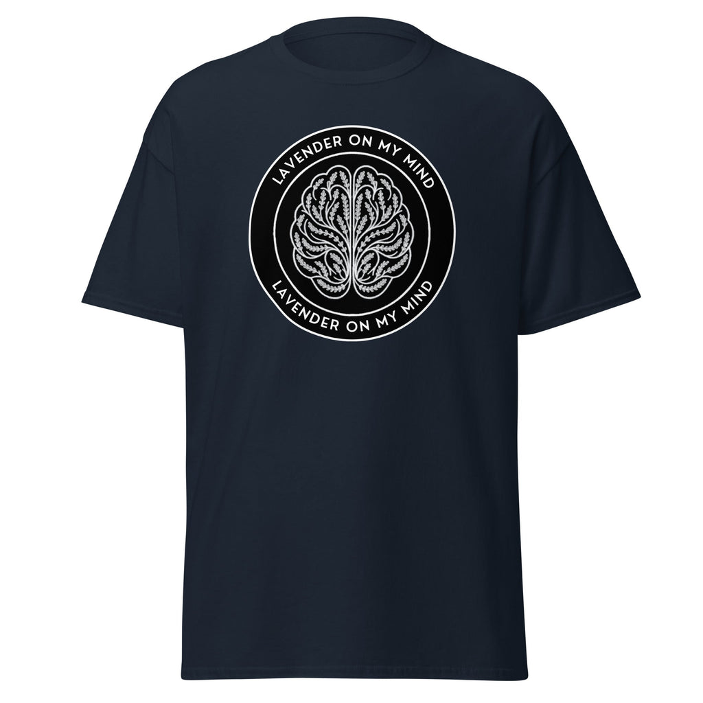 Black Logo Adult T-Shirt Navy - Lavender On My Mind, Unisex, Short Sleeve,  black, navy, graphite heather, and turf green.