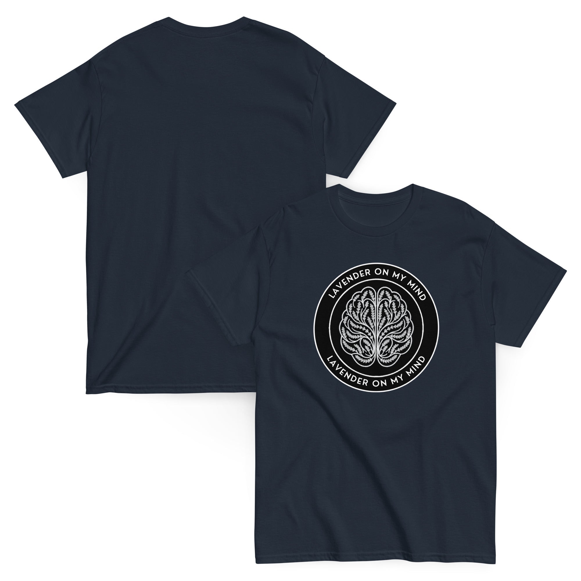 Black Logo Adult Shirt Navy - Lavender On My Mind