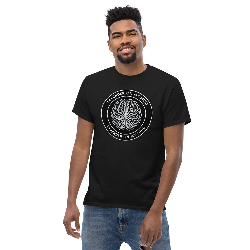 Black Logo Adult T-Shirt in Black - Lavender On My Mind, Unisex, Short Sleeve,  black, navy, graphite heather, and turf green.