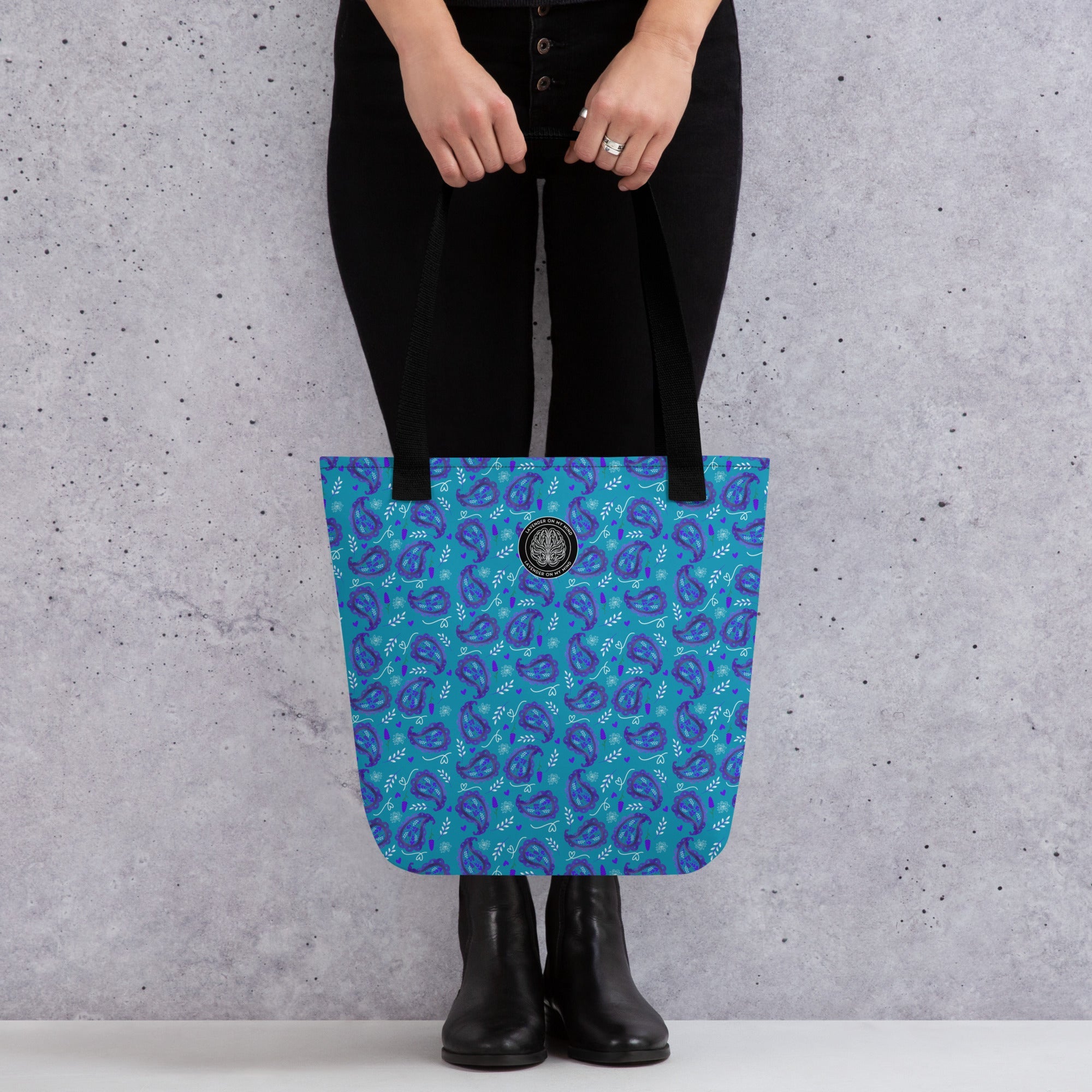 Blue Paisley 15 x 15 Lavender On My Mind Tote Bag - The Lavender StoreTote BagThe Lavender Store