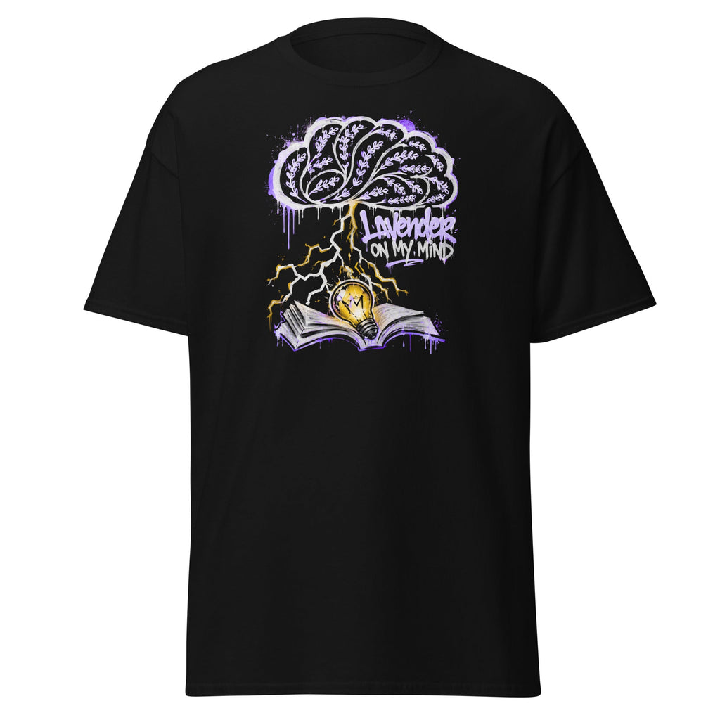 Lavender On My Mind Brain Storm T-Shirt, Brain Storm Graphic Tee in black - The Lavender Store