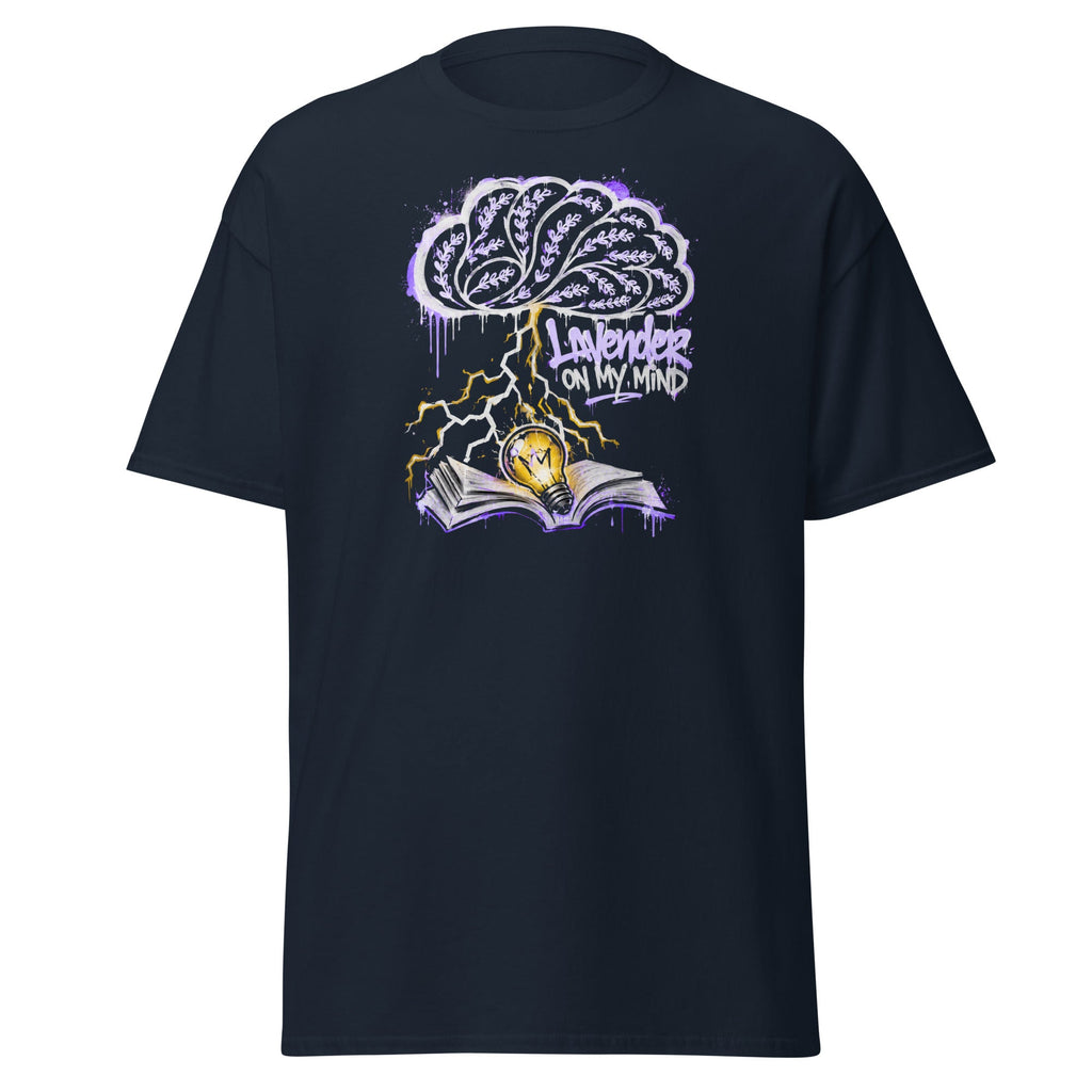 Lavender On My Mind Brain Storm T-Shirt, Brain Storm Graphic Tee in Navy - The Lavender Store