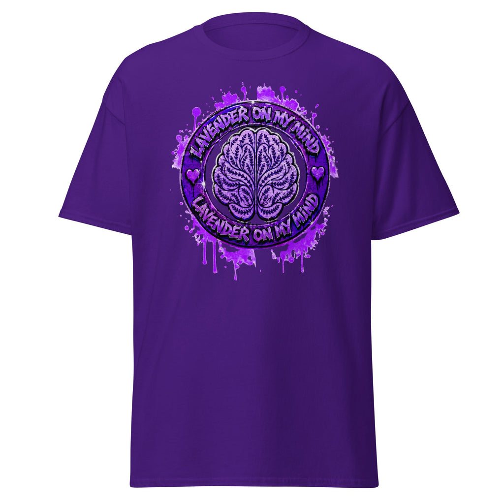 Lavender On My Mind T-Shirt with Graffiti Logo - The Lavender Store Purple Adult Lavender On My Mind logo