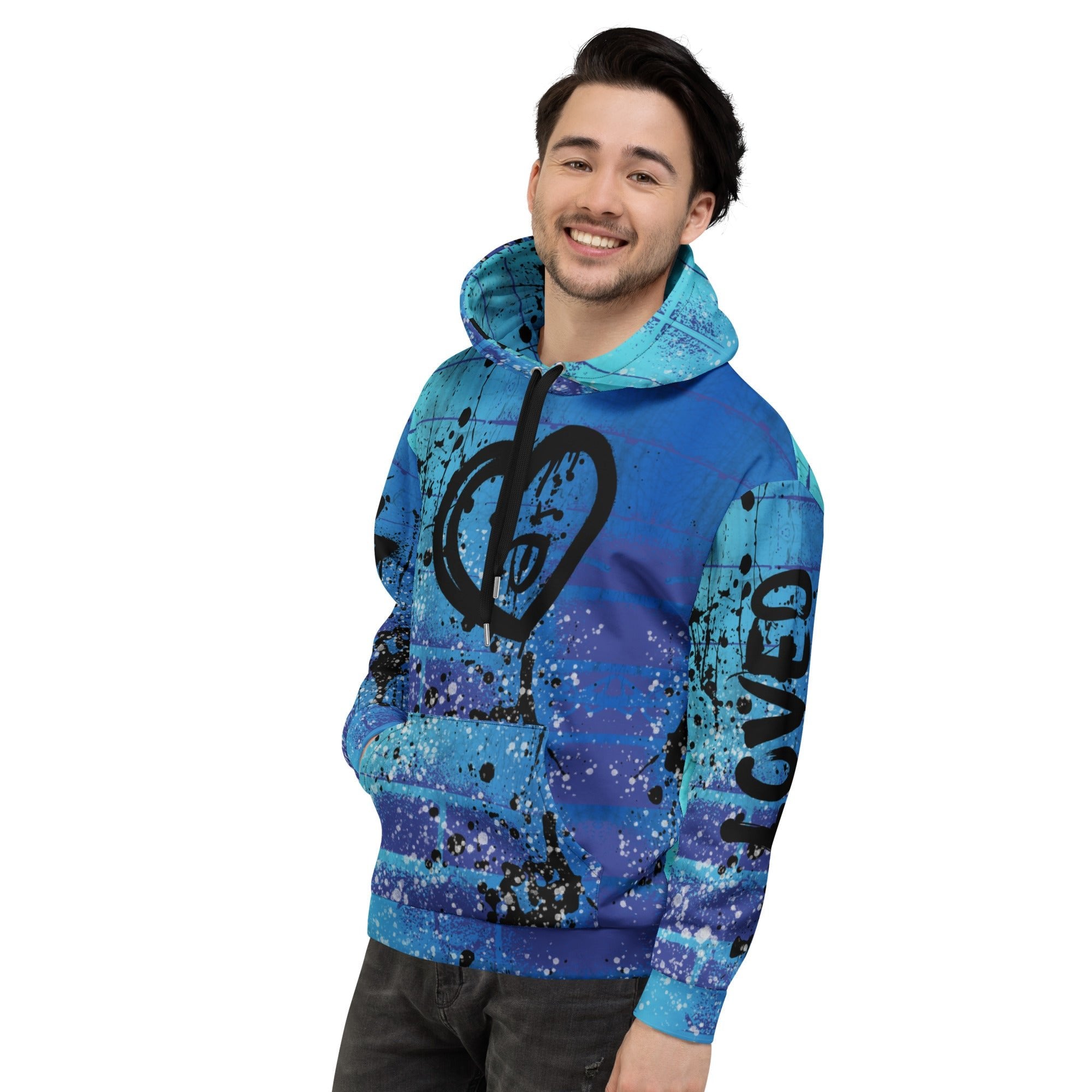 Playful Heart Blue Hoodie - The Lavender Store