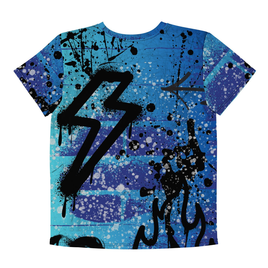 RAWR T-Shirt (Youth) - Lavender On My Mind, The Lavender Store, Shirt Sleeve, Unisex, in blue with dinosaur, lightning bolt